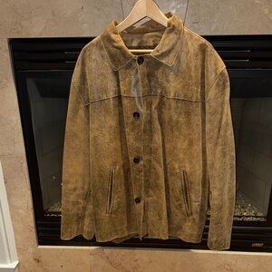 Men's Brown Suede/leather Lightweight Shirt Jacket